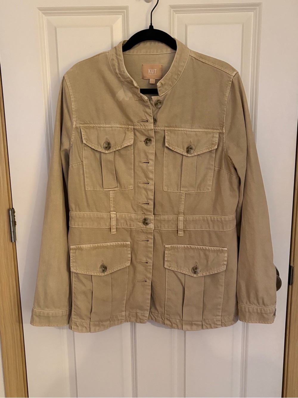 Kut from the Kloth Beige Utility Jacket with Stand Collar